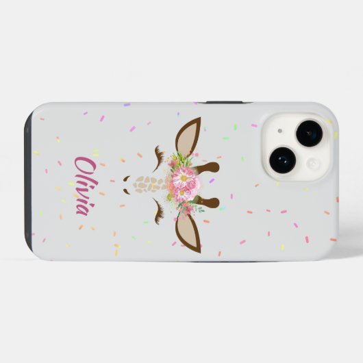 Floral Giraffe Sprinkles Kid's iPhone Hülle (Rückseite (Horizontal))