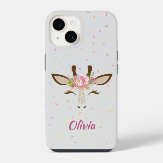 Floral Giraffe Sprinkles Kid's iPhone Hülle (Rückseite)