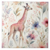 Floral Giraffe Wall Tile Design Fliese (Vorderseite)