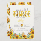 Floral Girl Birthday | 3. Geburtstag Einladung (Vorne/Hinten)