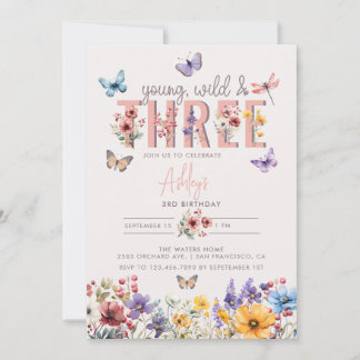 Floral Girl Birthday | 3. Geburtstag Einladung
