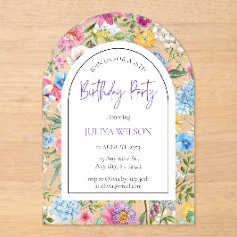 Floral Girl Birthday Party Acryleinladungen
