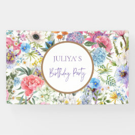 Floral Girl Birthday Party Banner