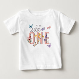 Floral Girl Birthday | Wild & Onederful Baby T-shirt