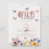 Floral Girl Birthday | Wild & Onederful Einladung (Vorderseite)