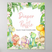 Floral Girl Dinosaur Baby Duschdusche Windelwanne Poster (Vorne)