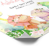 Floral Girl Dinosaur Babydusche Willkommen Poster (Ecke)