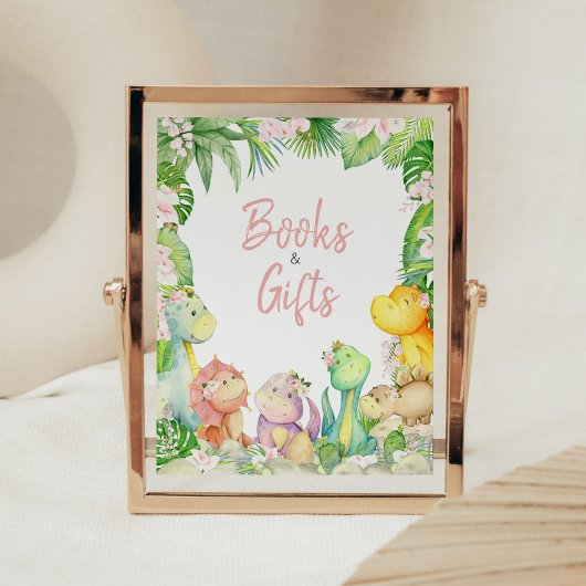 Floral Girl Dinosaur Kinderduschbücher und Geschen Poster