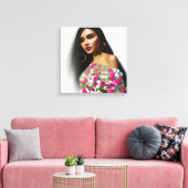 Floral Girl Illustration 3D Art Leinwanddruck (Insitu (Wohnzimmer))
