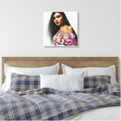 Floral Girl Illustration 3D Art Leinwanddruck (Insitu (Schlafzimmer))
