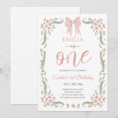 Floral girl one birthday einladung (Vorne/Hinten)