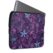 Floral Girl Pink Lila Aquamarines Schwarzes Muster Laptopschutzhülle (Vorne Rechts)
