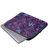 Floral Girl Pink Lila Aquamarines Schwarzes Muster Laptopschutzhülle (Vorne Knopf)