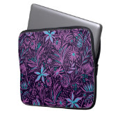 Floral Girl Pink Lila Aquamarines Schwarzes Muster Laptopschutzhülle (Vorderseite Links)