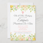 Floral Girl Presentación 3 Años Mexiko 3 Jahre Einladung (Vorderseite)