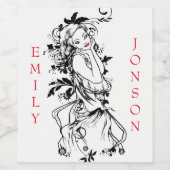 Floral Girl Red Lips Weinetikett (Einzelnes Label)