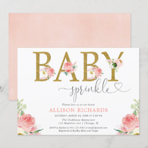 Floral Girl streuen, rot pinkfarbenes Gold elegant Einladung
