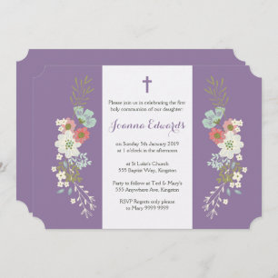 Floral Girls Daughter Erste Kommune Personalisiert Einladung