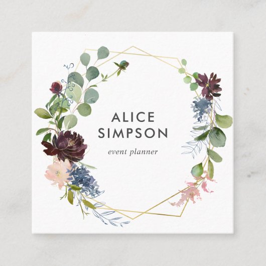 Floral Girly Elegant Quadratische Visitenkarte (Vorderseite)