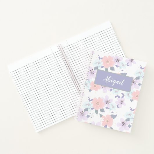 Floral Girly Modern Name Spiral Notebook Notizblock (Innenseite)
