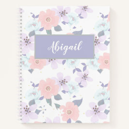 Floral Girly Modern Name Spiral Notebook Notizblock