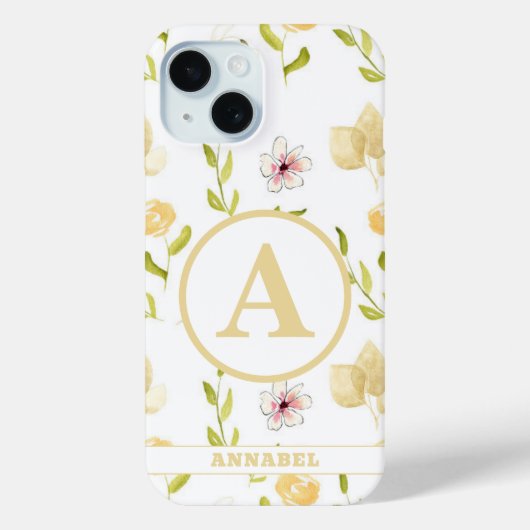 Floral Girly Monogram Case-Mate iPhone Hülle (Rückseite)