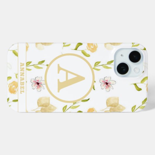 Floral Girly Monogram Case-Mate iPhone Hülle (Rückseite (Horizontal))