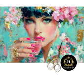 Floral Glam Frau mit rosa Drink Decoupage Seidenpapier