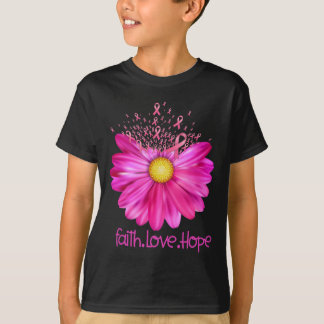 Floral Glaube Liebe Hoffnung Brustkrebs Bewusstsei T-Shirt