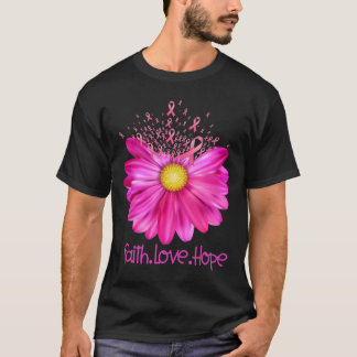 Floral Glaube Liebe Hoffnung Brustkrebs Bewusstsei T-Shirt