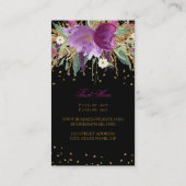 Floral Glitzer Amethyst Business Card Visitenkarte (Rückseite)