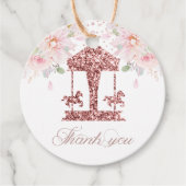 Floral Glitzer Carousel Birthday Vielen Dank Geschenkanhänger (Vorderseite)