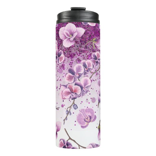 *~* Floral Glitzer Girly Confetti Thermal Tumbler Thermosbecher (Vorderseite)