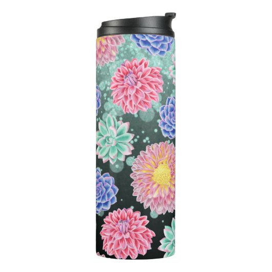 *~* Floral Glitzer Girly Succulent Thermal Tumbler Thermosbecher (Nach links gedreht)