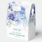 Floral Glitzer Light Blue Happy Birthday Favor Box Geschenkschachtel (Geöffnet)