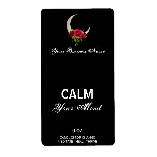 Floral Glitzer Moon Black Box Labels (Vorne)