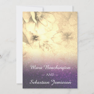 *~* Floral Glitzer Ombre Wasserfarbe Hochzeit Einladung