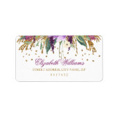 Floral Glitzer Sparkling Amethyst Address Labels Adressaufkleber (Vorne)