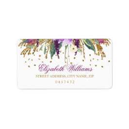 Floral Glitzer Sparkling Amethyst Address Labels Adressaufkleber