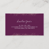 Floral Glitzer Sparkling Amethyst Business Card Visitenkarte (Rückseite)