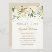 Floral Glitzer Sparkling Gold Brautparty Einladung (Vorne/Hinten)