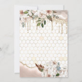 Floral Glitzer Tropfen Marble Baby Dusche Einladung (Rückseite)