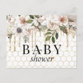 Floral Glitzer Tropfen Marble Baby Dusche Postkarte (Vorderseite)