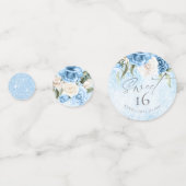 Floral Glitzern 16 . Geburtstag Blue ID912 Konfetti (Vorderseiten)