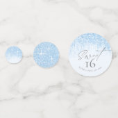 Floral Glitzern 16 . Geburtstag Blue ID912 Konfetti (Rückseiten)
