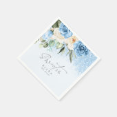 Floral Glitzern 16 . Geburtstag Blue ID912 Serviette (Ecke)