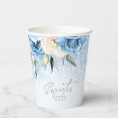 Floral Glitzern 16 . Geburtstag BlueID912 Pappbecher (Rückseite)