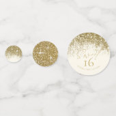 Floral Glitzern 16 . Geburtstag Gold ID912 Konfetti (Rückseiten)