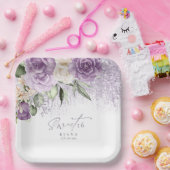 Floral Glitzern 16 . Geburtstag Mauve ID912 Pappteller (Party)