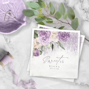 Floral Glitzern 16 . Geburtstag Mauve ID912 Serviette